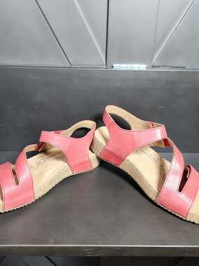 Josef Seibel Comfort Leather Sandles Women EU 37 US 6-6.5 Cushioned Footbed